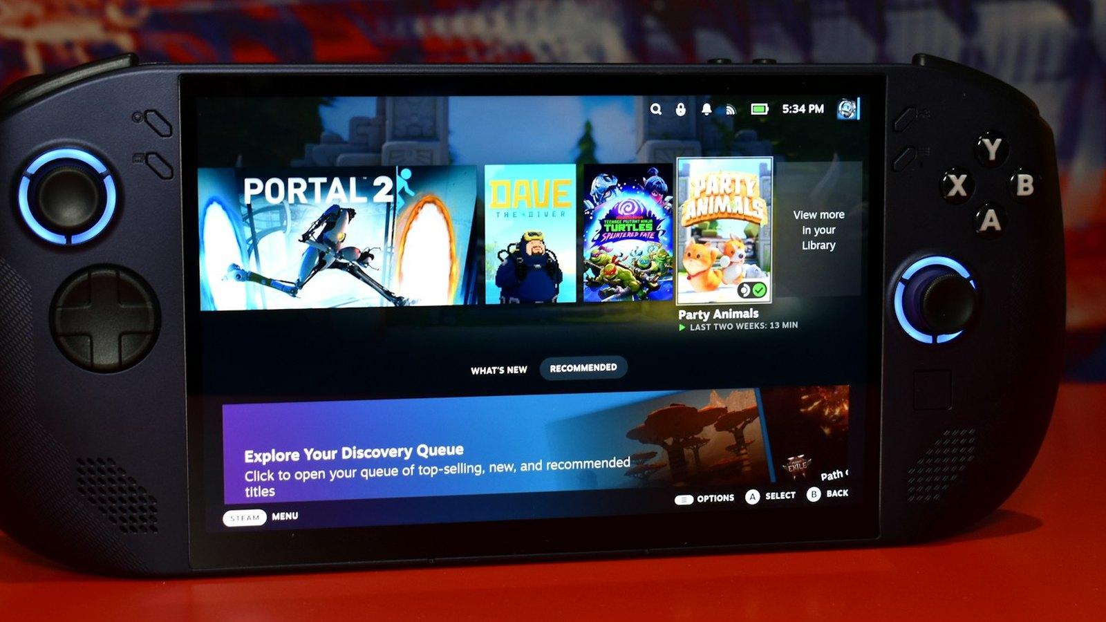 Steam kütüphanesi açık bir el konsolu
