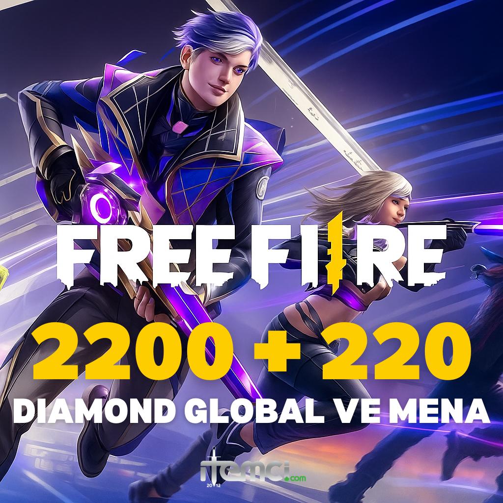 Free Fire 2200 + 220 Diamond Global ve Mena