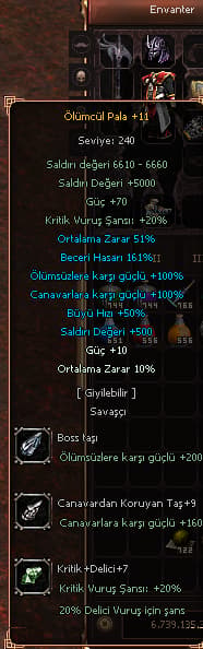 +11 FARMLIK EDİT PALA +9 CANAVAR TAŞLI
