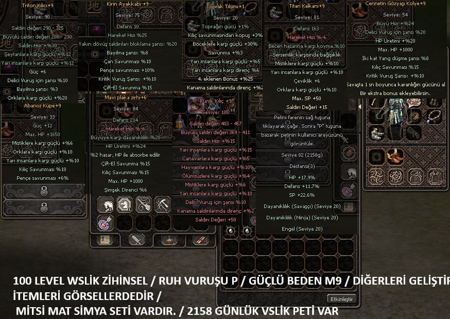 100 LVL WSLİK ZİHİNSEL İTEMLİ SİMYALI UYGUN FİYATA
