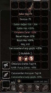 12 bec güç yarı büyü hızı zehir kılıcı +9