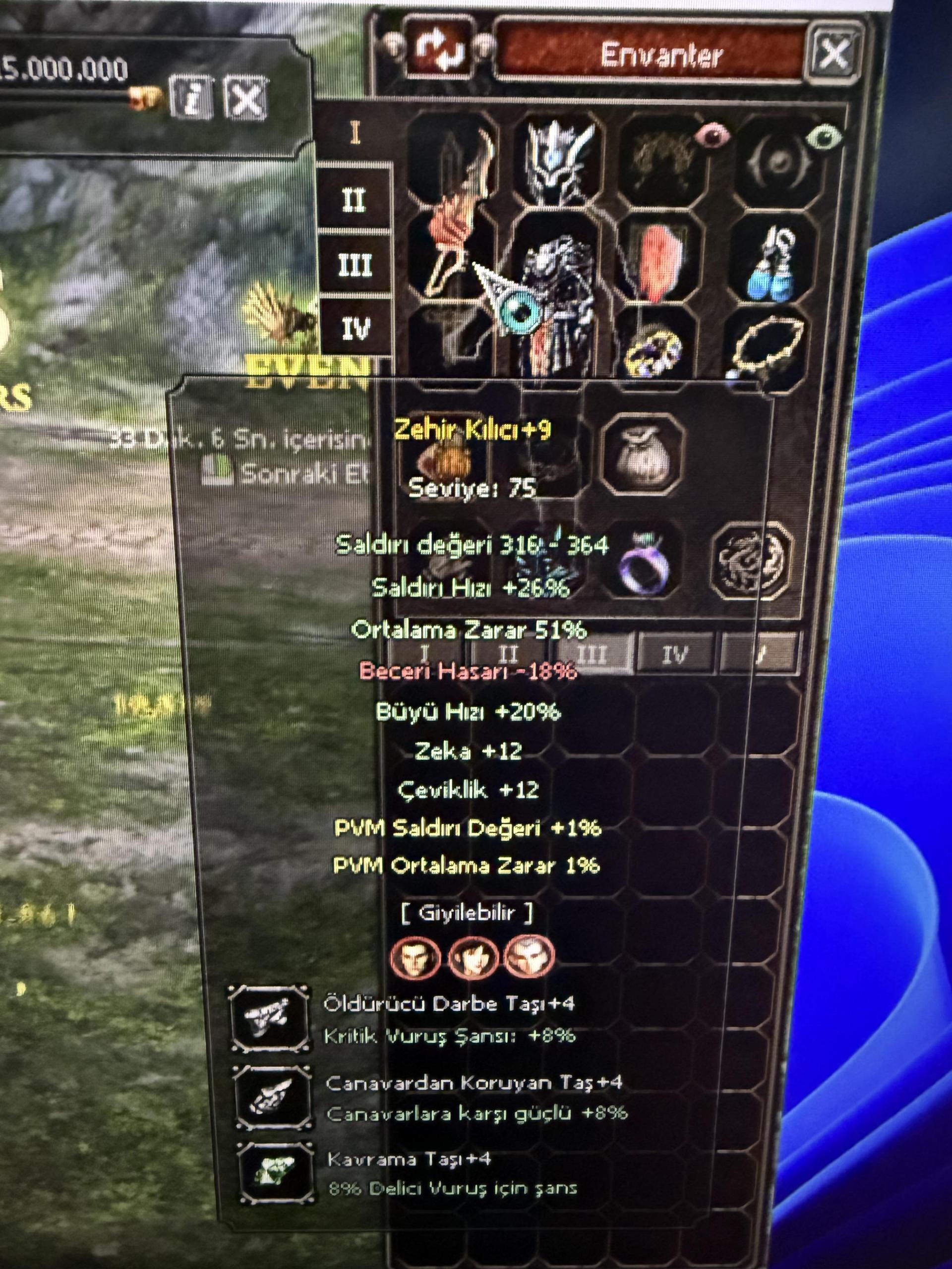 +9 Zehir 51 Ort 12 Zeka 12 Çeviklik