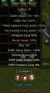 HO MEGA ZEHİR 55 ORTALAMA 12 GÜÇLÜ 80K HASAR ARTIRIR