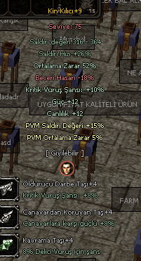 +9 KİN 52 ORT 12 GÜÇ 12 CANLILIK 10 KRİTİK FUL TAŞ
