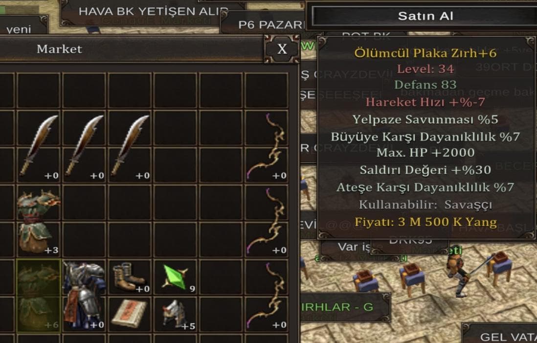 2000 Hp li Ölümcül plaka zırh +6 beş efsunlu