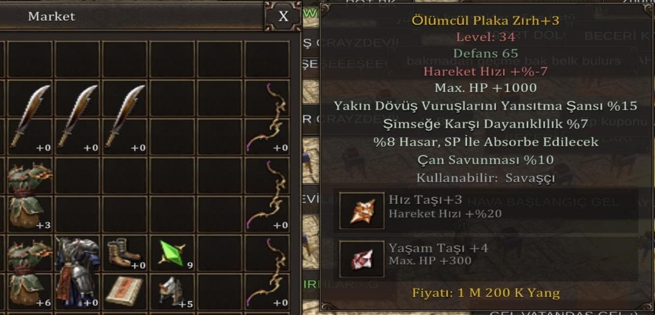 1000 Hp li ölümcül plaka zırh 5 efsunlu