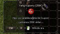 250K Yang Kuponu tane 20tl satılır