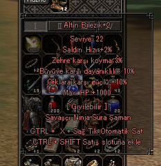 Altın Bilezik+2 max hp+1000 orklara karşı güçlü +%10 zehre karşı