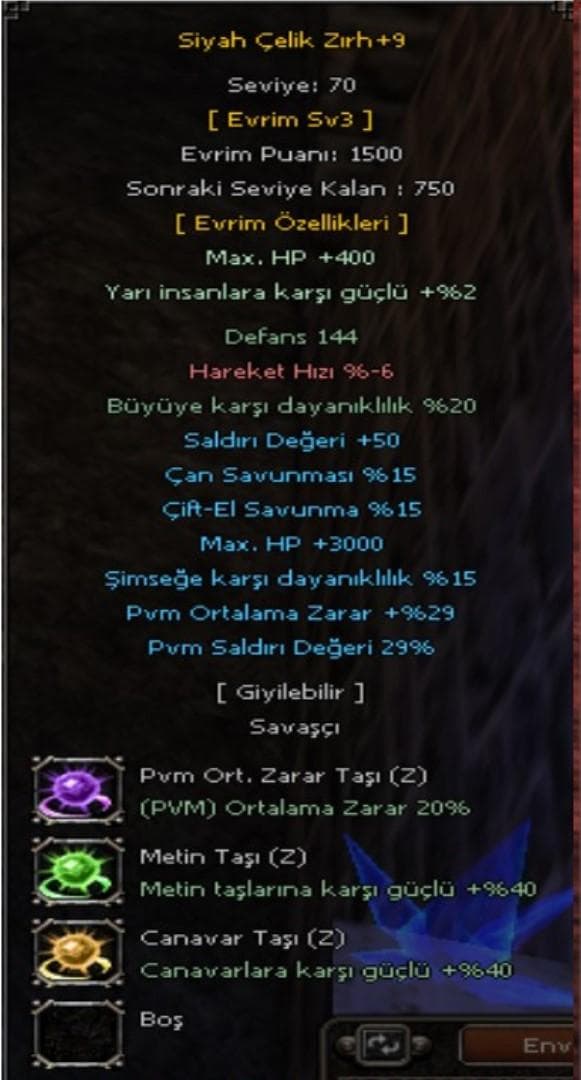 ELİT TAŞLI ZIRH SATILIR