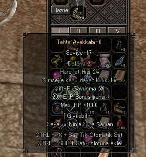 20 EXP BONUS 1000HP TAHTA AYAKKABI