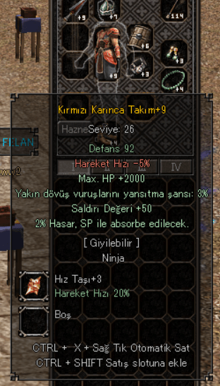 +9 KIRMIZI KARINCA TAKIM 50 STR 2K HP
