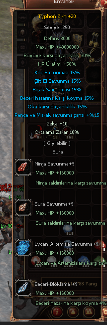 SURA +20 4X ZIRH +14 2-2 EL NİNJA YAY VE ZIRHLA TAKAS OLUR