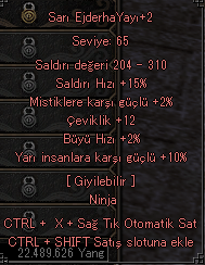 SARI EJDERHA YAYI ( 10 YARI - 12 ÇEVİKLİK -2 BÜYÜ )
