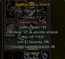 EJDERHA TANRISI +6 50 STR 1500 HP