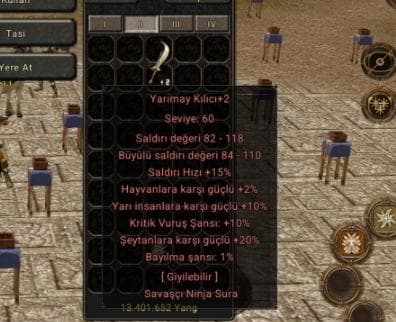 Yarım ay kılıç 10 numara malzeme