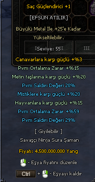 KARAKTERİN İÇİNDEKİ TÜM İÇ İTEMLER SATILIKTIR PAZARLIK PAYI VARDIR