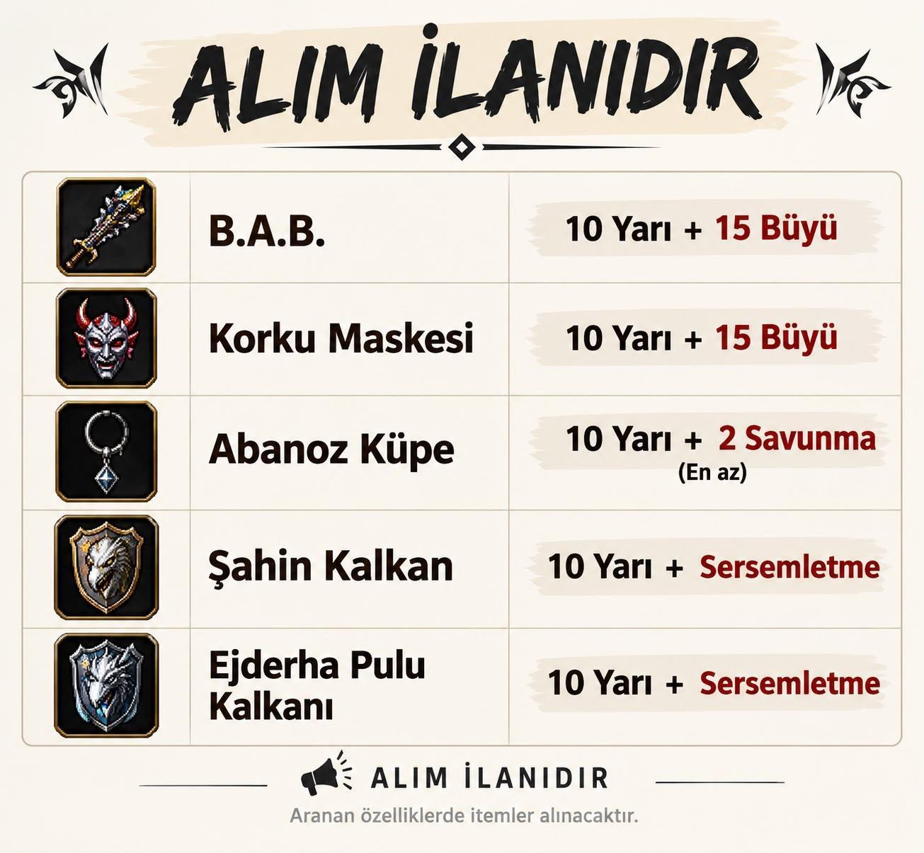 ALIM İLANIDIR PM BIRAK