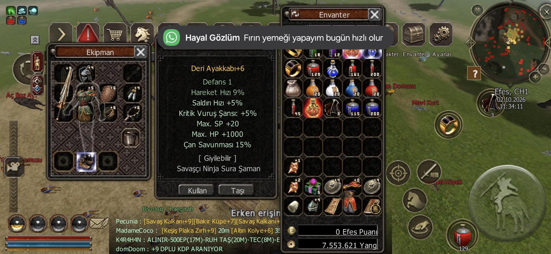 49 lvl  2.5 küp dolu bedensel 1G 1 m10 sikiller biyo lanette itemli