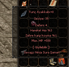 TUNÇ AYAKKABI +0 HP ZEHİR