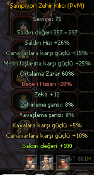 +60 ORT ŞAMPİYON ZEHİR KILICI 6/7 EFSUNLU
