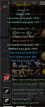 +9 ZEHİR 56 ort 5 yarı 10 delici pvm ortalama : 15 pvm farm hasar : 17