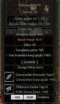 +9 Dolunay Kılıcı | %37 Ortalama Zarar | 8 Zeka