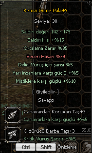 Kırmızı Demir Pala +9 KDP