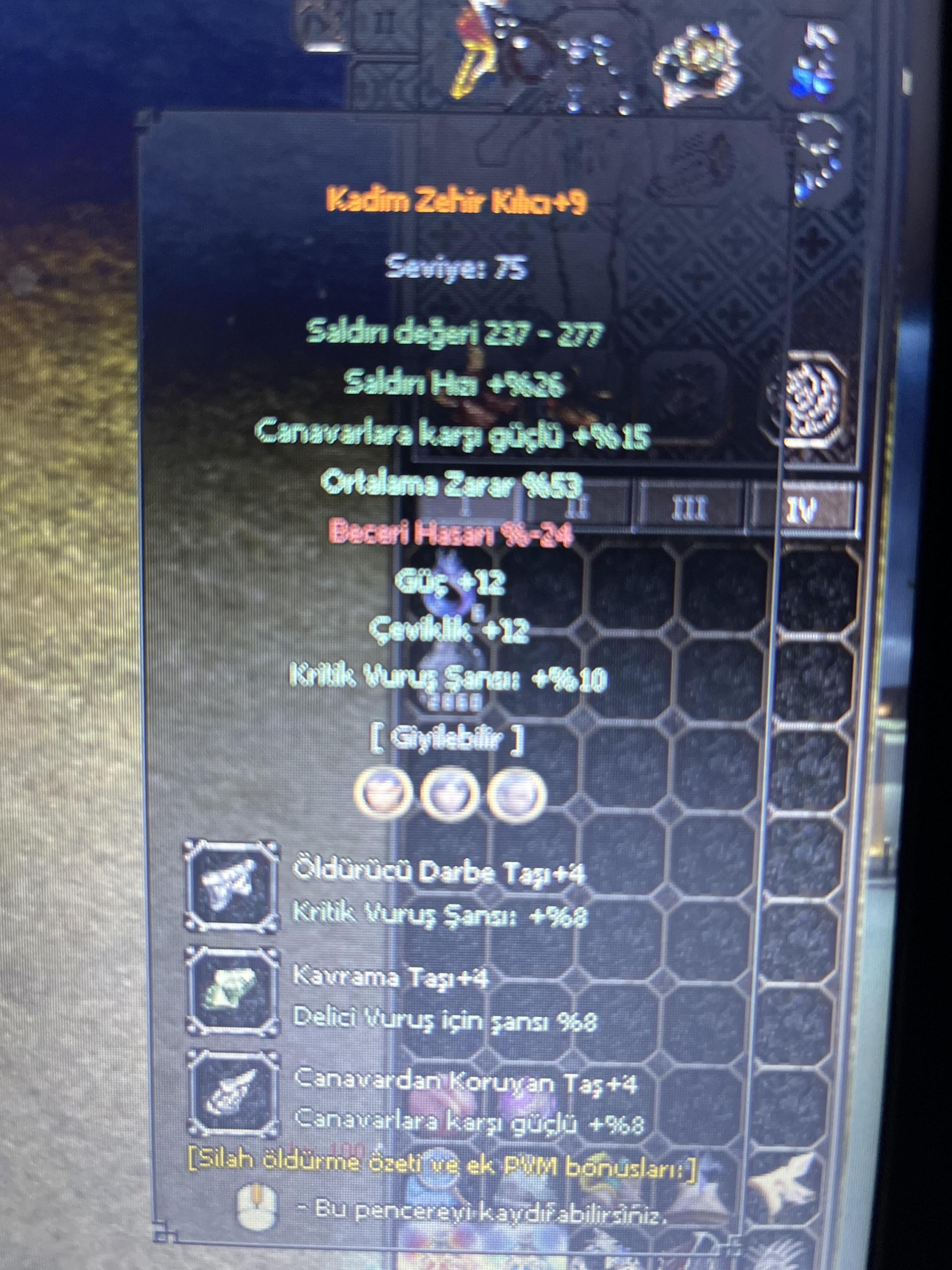 +9 KADİM ZEHİR KILICI 53 ORT KRİTİK GÜÇ ÇEVİKLİKLİ