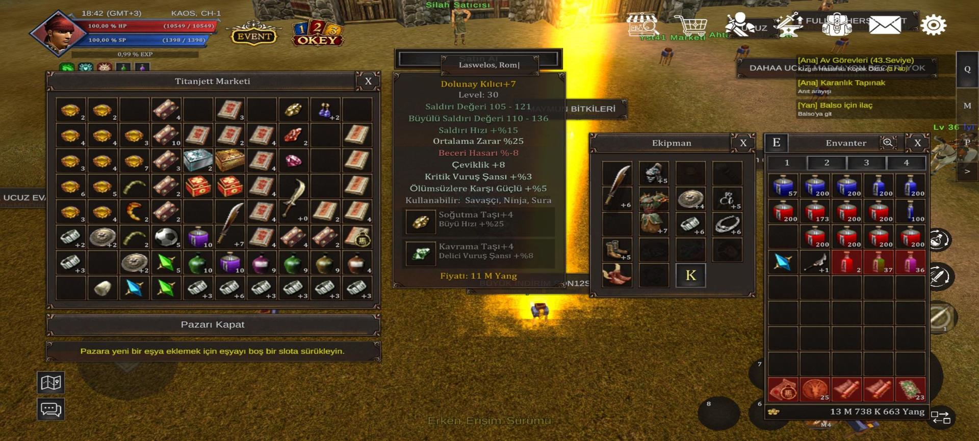 50 LVL BEDENSEL 2 ADET +7 DOLUNAY | 13M YANG | ZIRHLI AT 14 LVL