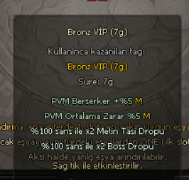 7 GÜNLÜK BRONZ VİP ONLİNE