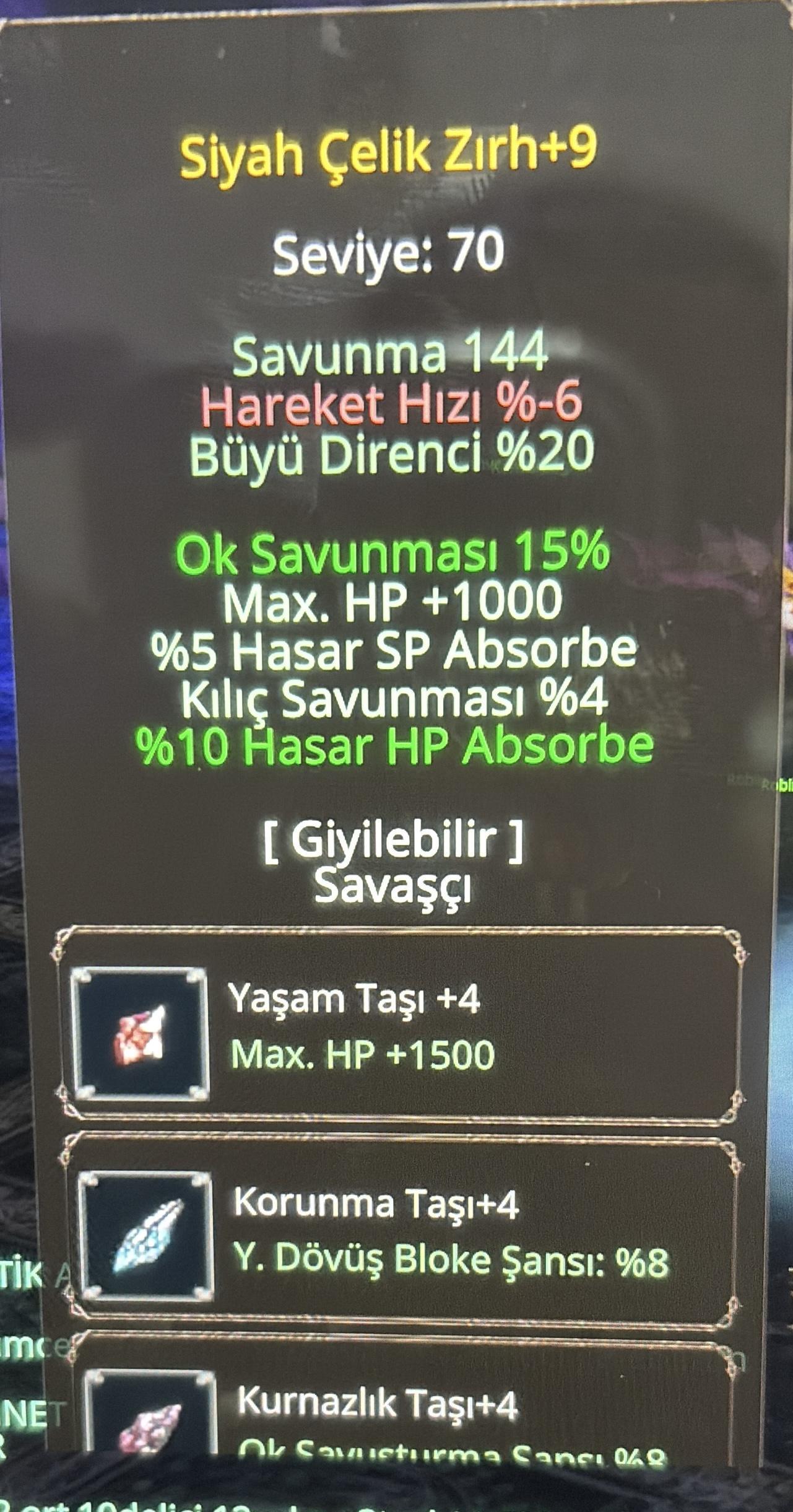 Siyah çelik +9