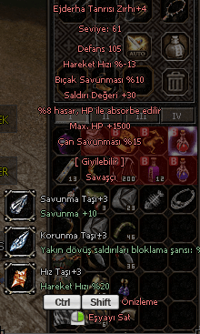 HP'Lİ / STR'Lİ / HP ABSORBELİ / FULL +3 TAŞLI Ejderha Tanrısı Zırhı