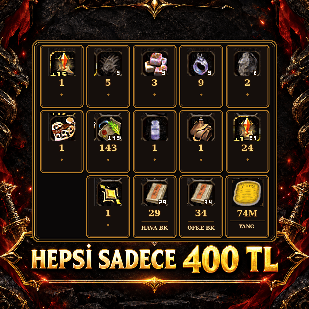 Çikolata-Hırsız Eldiveni-Tecrübe Yüzüğü-Hava bk-Öfke bk(+74M YANG)