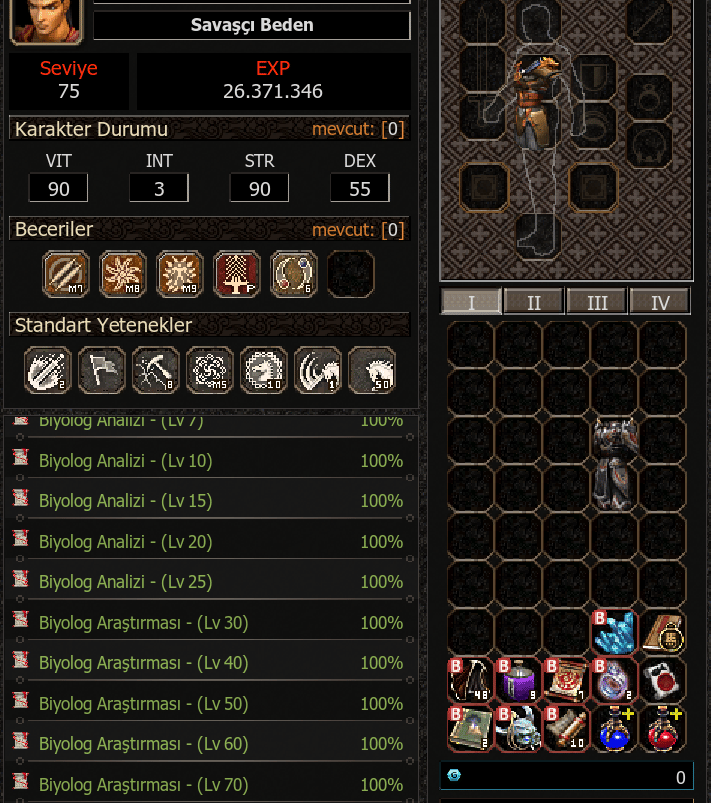 75 Level savaşçı P  Öfke 2 bkya M10 M8 M7 Dönüşüm M5 // AT 50 //