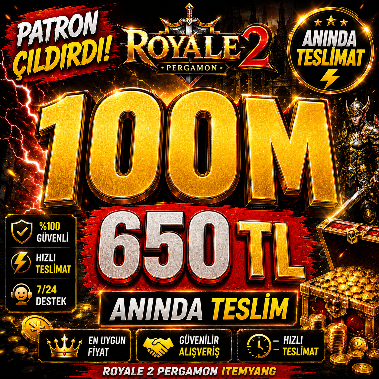 100  M  650 TL ANIINDA TESLİM EDİLİR
