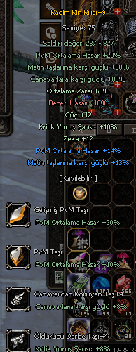 60 ORT 12 GÜÇ ZEKA 10KRİT 30PVM TAŞLI KADİMKİN!