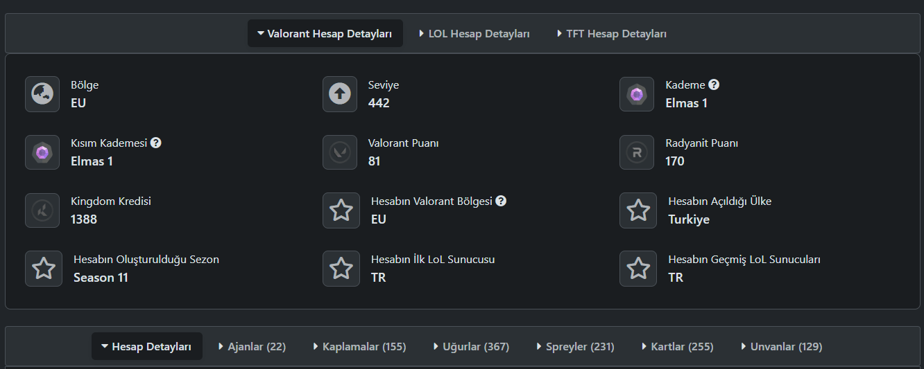 DOLU DOLU VALORANT / LOL / TFT HESABI