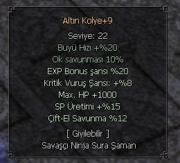 +9 Altın Kolye Farm+Kasılmalık