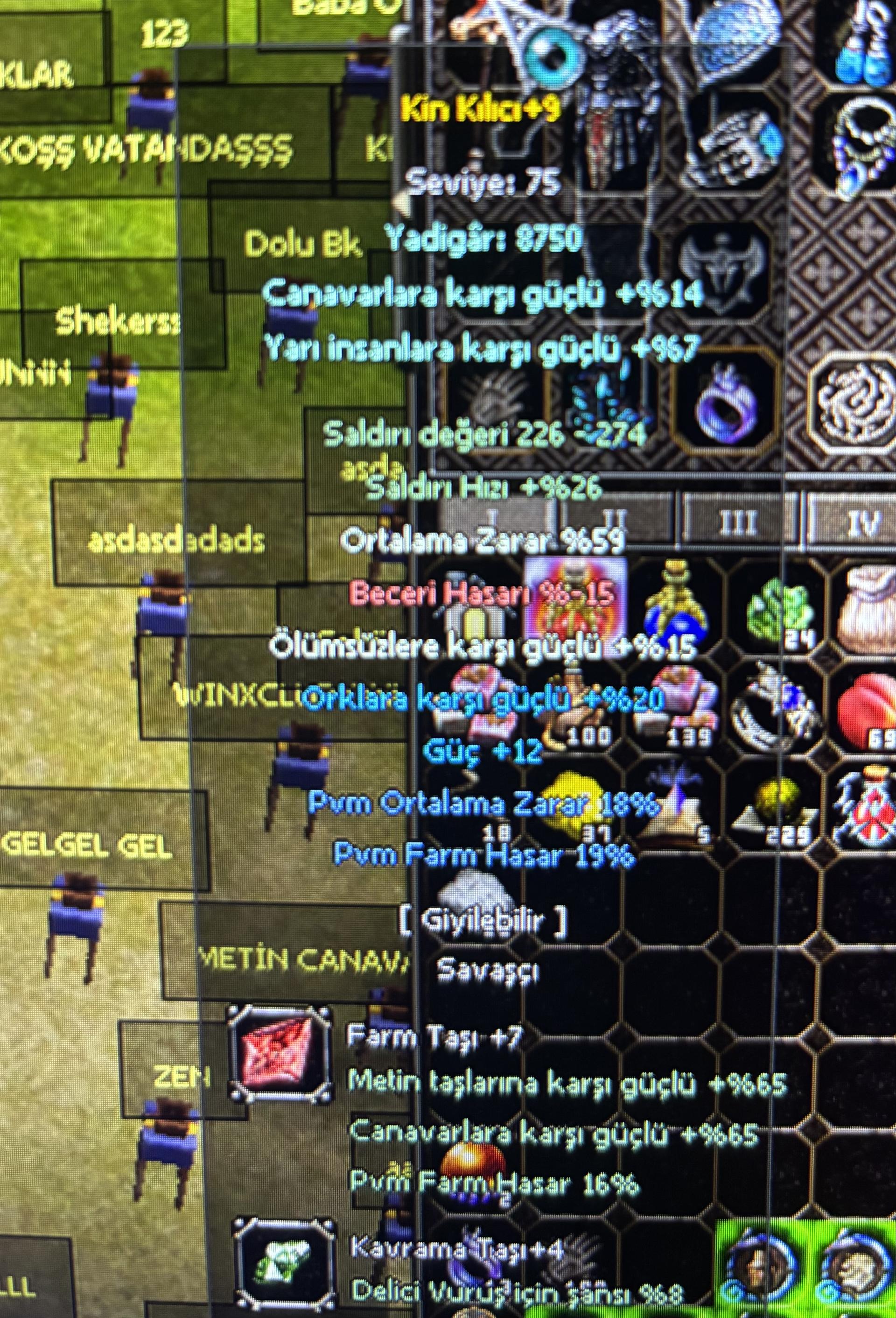 +9 kin kılıcı +7 Farm taşlı piyasanın en ucuzu