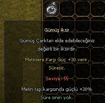 30 metin veren gümüş iksir satılır