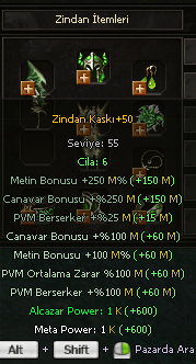 Full + Full Zindan itemleri