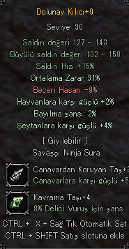 31 ORTALAMA +4 Delici +3 Canavar Taşlı Dolu