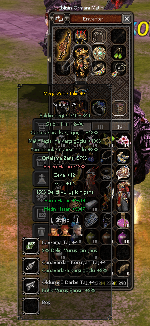 +7 Mega Zehir Kılıcı 57ort 12 zeka 12 güç 15 delici