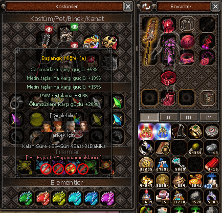 16m Vuran İtemler-Efsane Mega Kin--Güçlü Farm İtemleri+9 Element Set