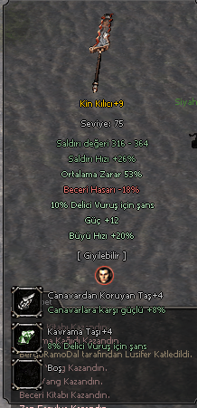 +9 Kin Kılıcı 53 ort 12 güç 10 delici