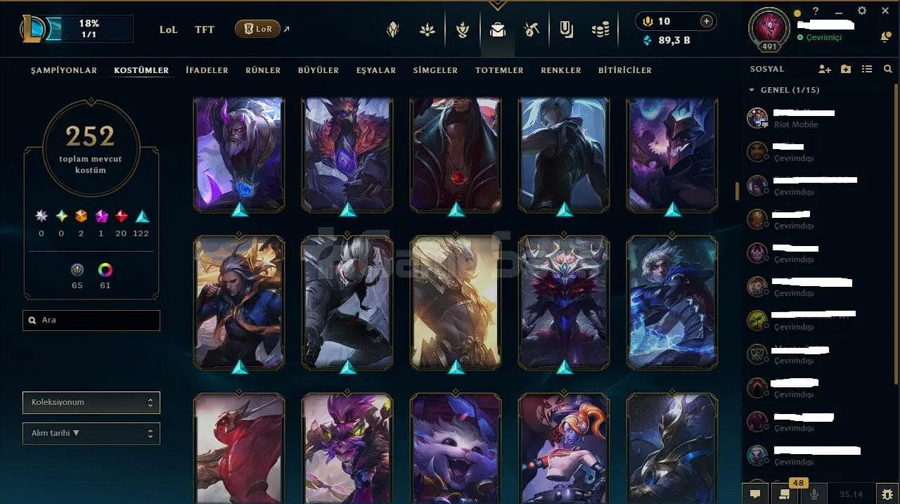 TR/ 491 LV / 252 SKIN / FULL HERO / 89.000 MAVİ ÖZ