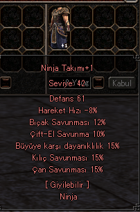 ELİT VSLİK NİNJA ZIRHI SATILIR  42 SV LİK  TEKLİF ALINIR