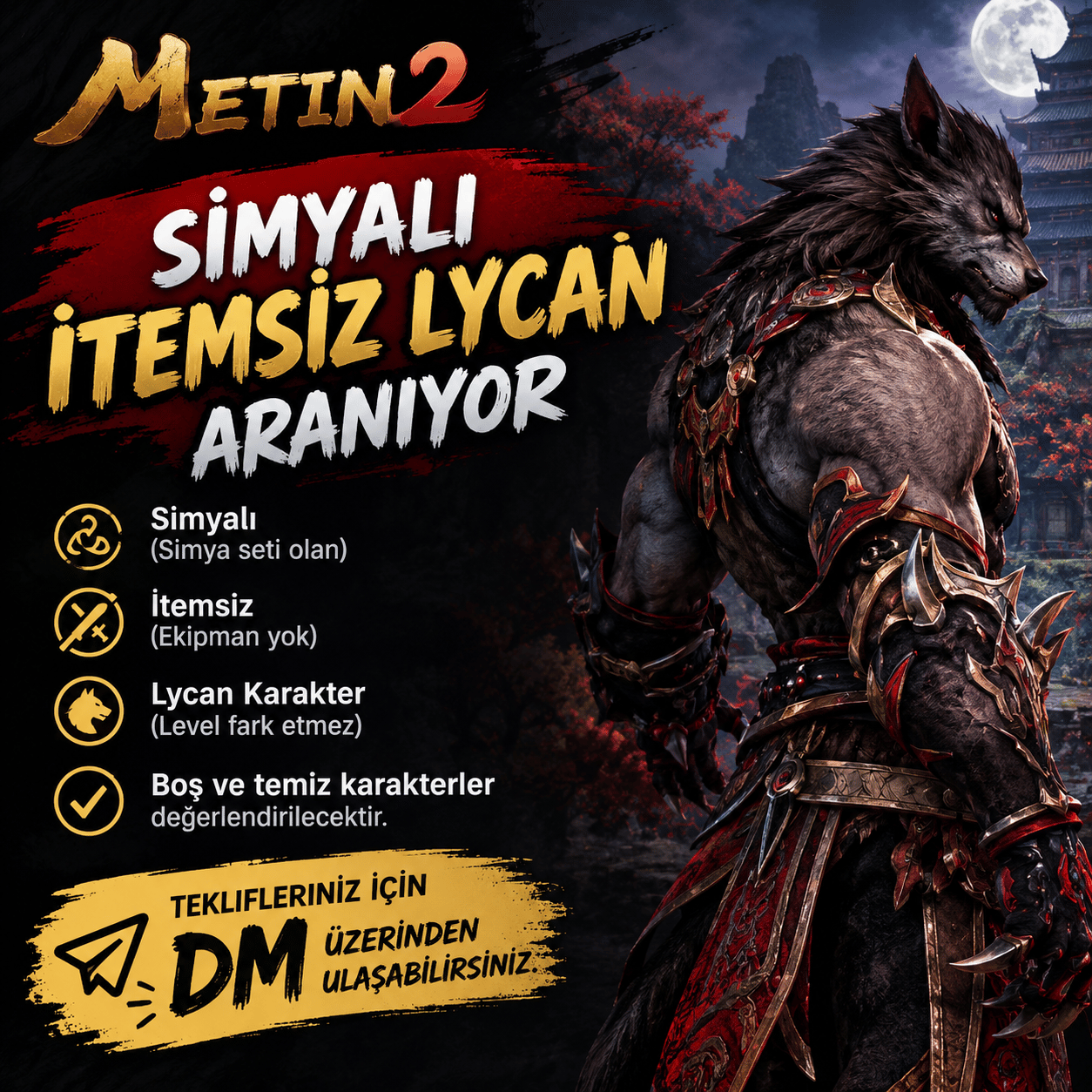 İTEMSİZ SİMYALI LYCAN ALINIR
