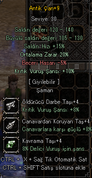 +9 ANTİK ÇAN 20 ORT 10 KRİTİK FUL +4 TAŞLI FARM CANAVARI !!