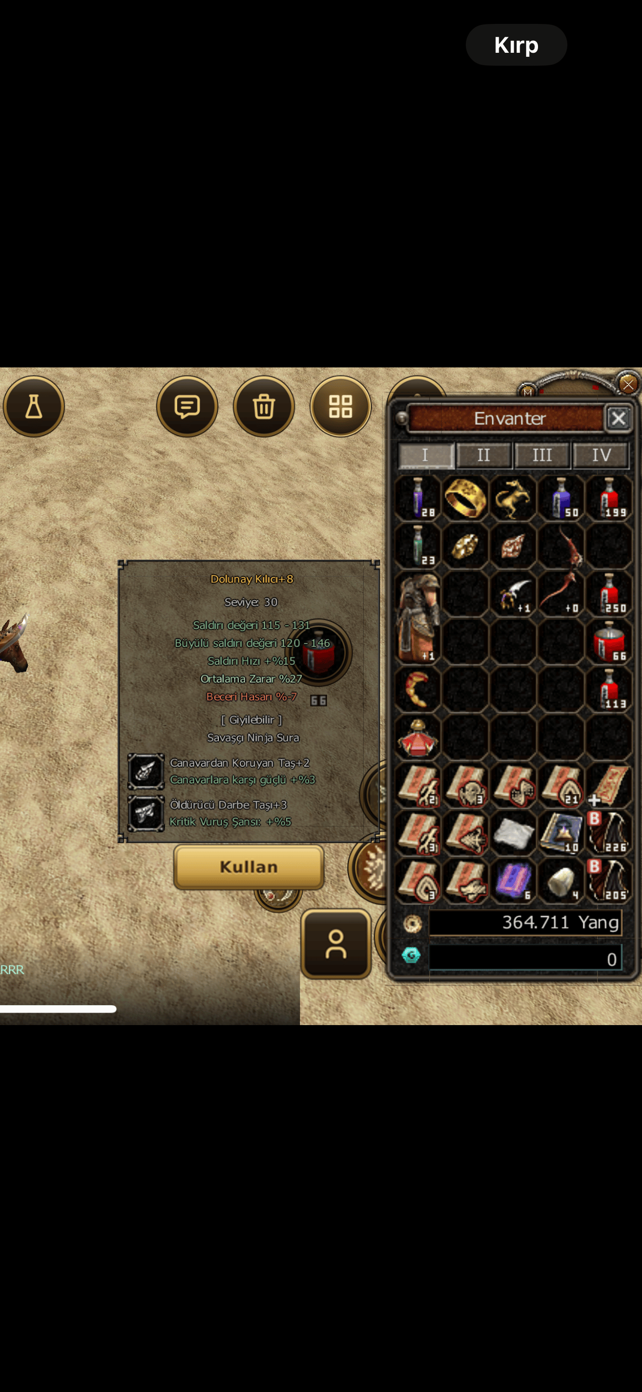 45 lvl , Hava M3 , Öfke M 4 olmak üzere